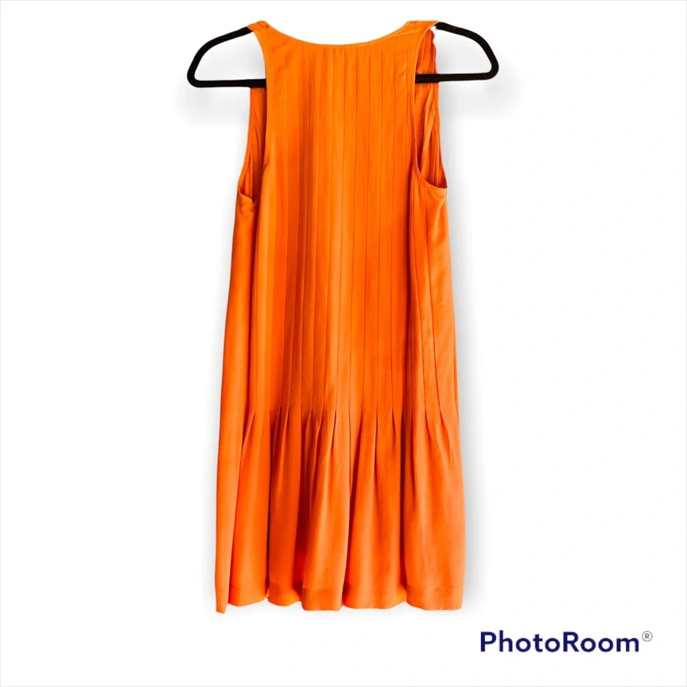 Joie 100% Silk Pleated Orange drop waist dress. - Picture 9 of 12